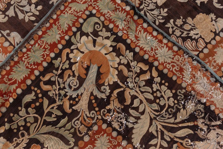 19th Century Russian Bessarabian Black Background Wool Carpet BB6685