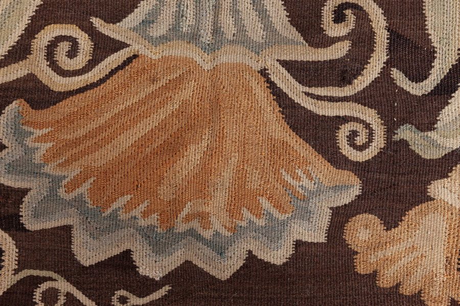 19th Century Russian Bessarabian Black Background Wool Carpet BB6685