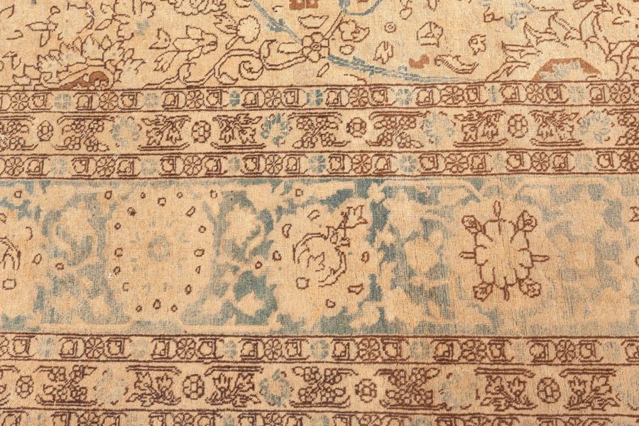 Authentic Early 20th Century Tabriz Botanic Handmade Wool Rug BB6701