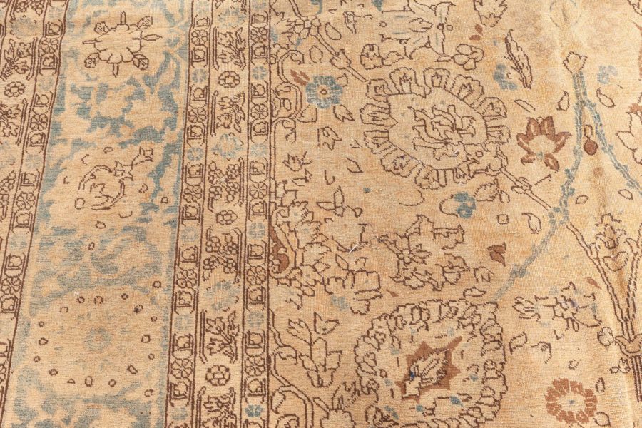 Authentic Early 20th Century Tabriz Botanic Handmade Wool Rug BB6701