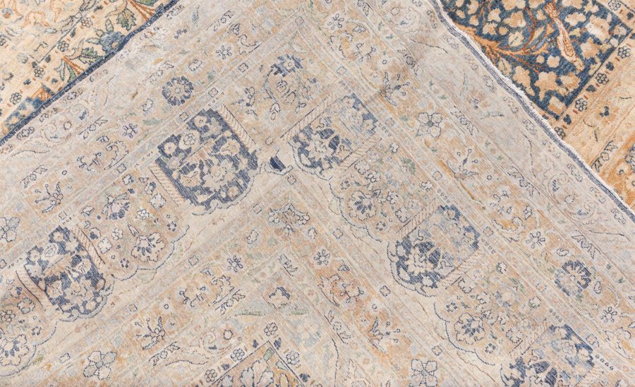 Antique Persian Kirman Green Beige Handmade Wool Carpet BB6709
