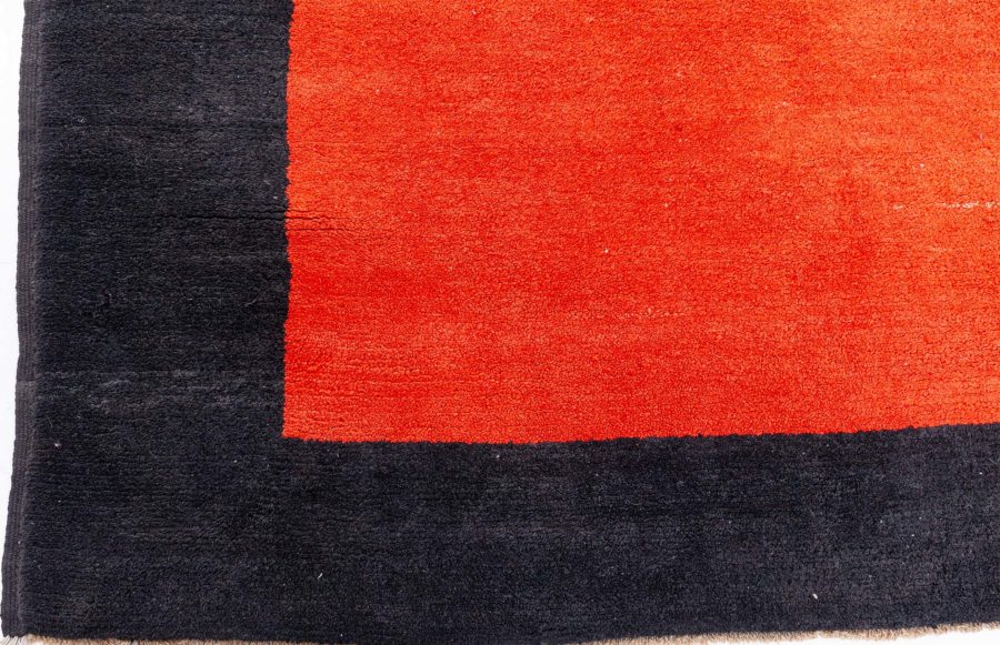 Dutch Art Deco Red Rug with Navy Border and Ivory Central Medallion BB6716