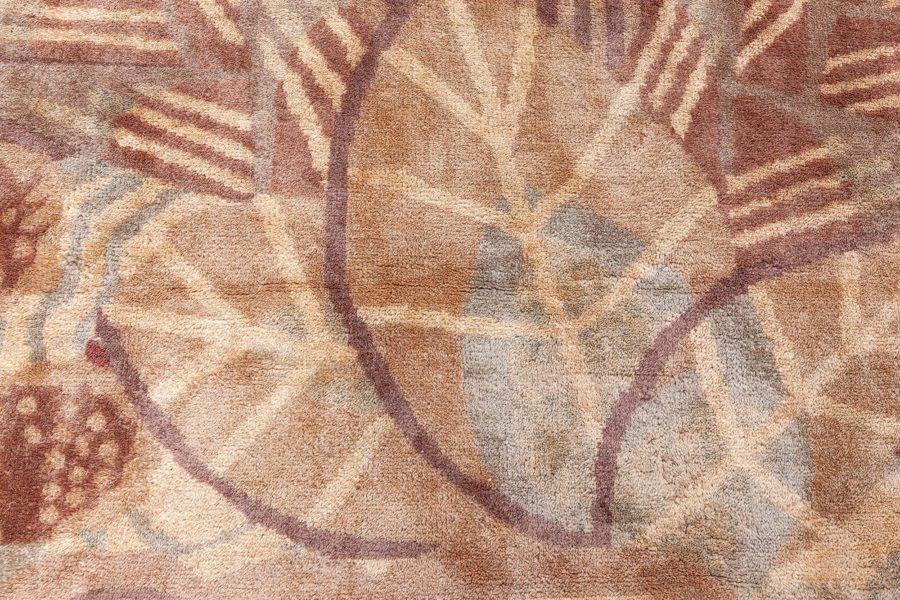 Large Vintage Indian Art Deco Handwoven Wool Rug BB6758