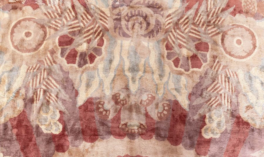 Large Vintage Indian Art Deco Handwoven Wool Rug BB6758