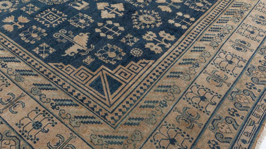 Authentic 19th Century Yarkand Handmade Wool Rug BB6778