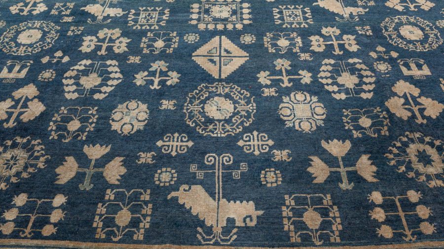 Authentic 19th Century Yarkand Handmade Wool Rug BB6778