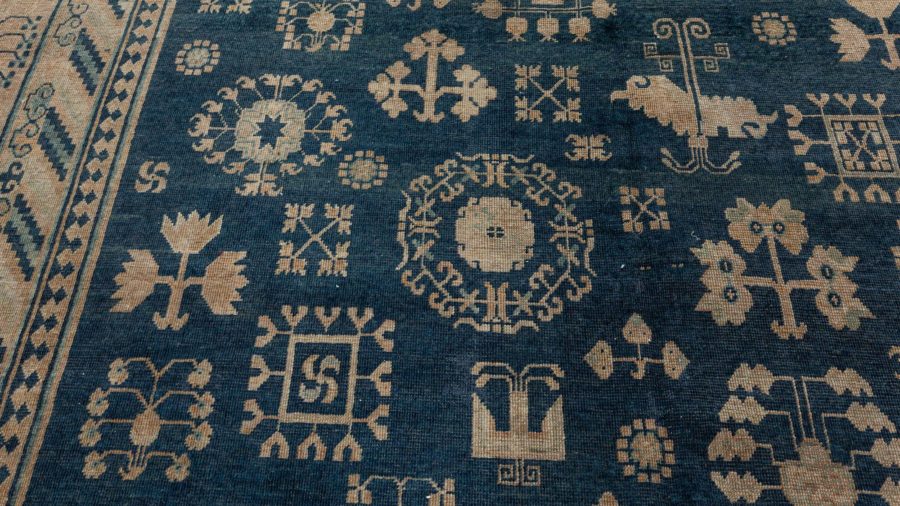 Authentic 19th Century Yarkand Handmade Wool Rug BB6778