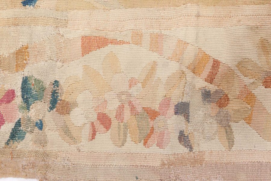 Oversized Antique French Aubusson Yellow Handmade Wool Carpet BB6784