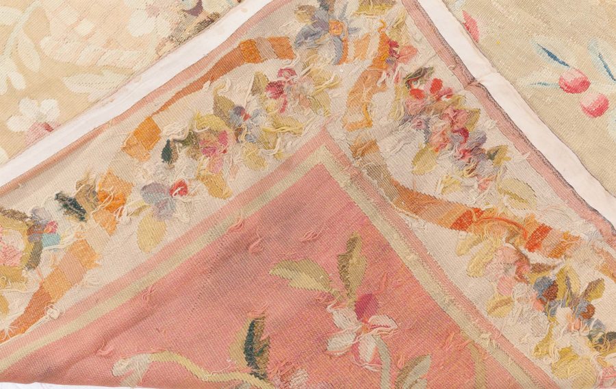 Oversized Antique French Aubusson Yellow Handmade Wool Carpet BB6784