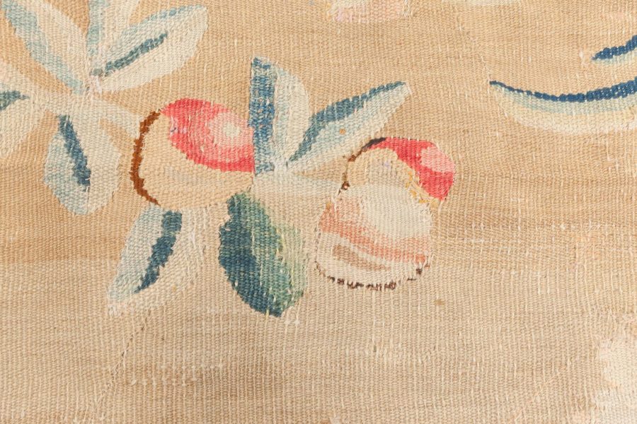 Oversized Antique French Aubusson Yellow Handmade Wool Carpet BB6784