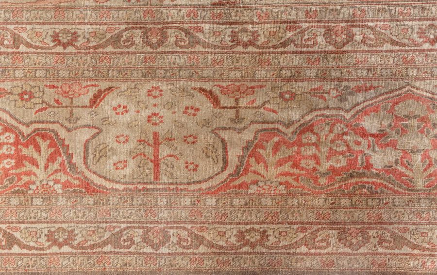 Antique Persian Tabriz Copper, Terracotta and Ivory Hand Knotted Wool Rug BB6794