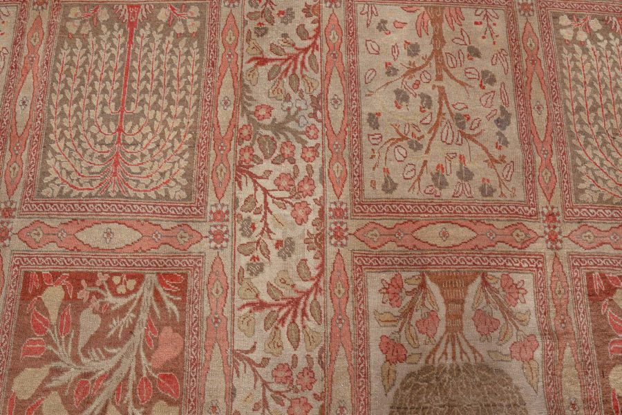 Antique Persian Tabriz Copper, Terracotta and Ivory Hand Knotted Wool Rug BB6794
