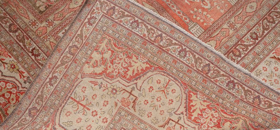 Antique Persian Tabriz Copper, Terracotta and Ivory Hand Knotted Wool Rug BB6794