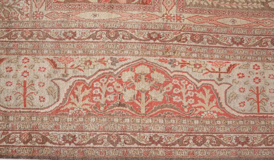Antique Persian Tabriz Copper, Terracotta and Ivory Hand Knotted Wool Rug BB6794