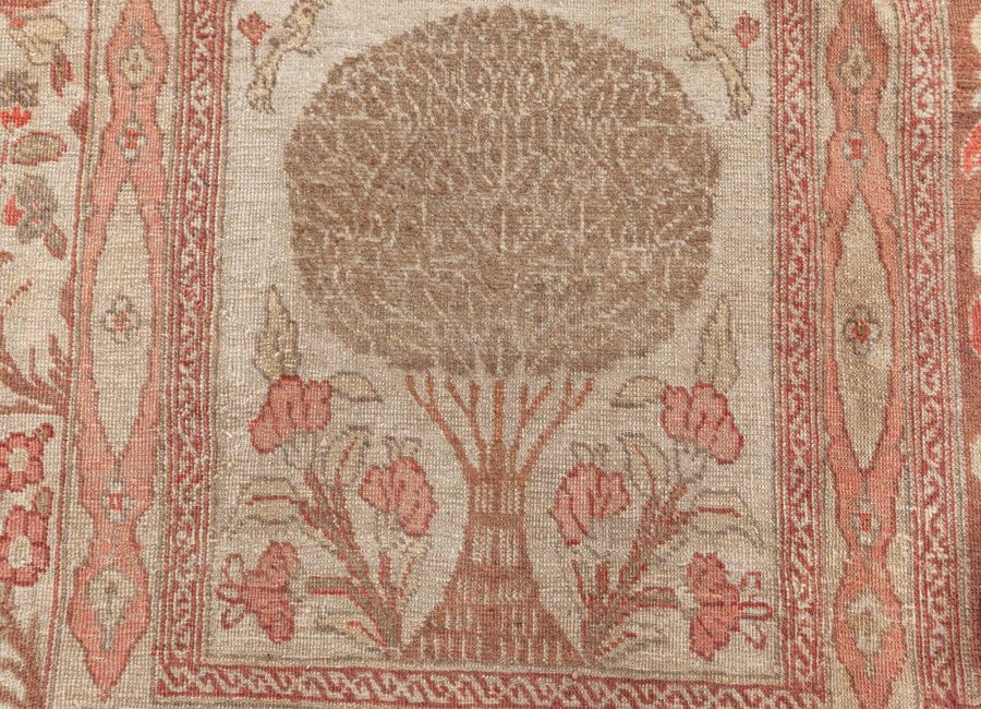Antique Persian Tabriz Copper, Terracotta and Ivory Hand Knotted Wool Rug BB6794