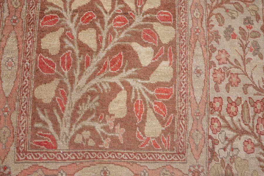 Antique Persian Tabriz Copper, Terracotta and Ivory Hand Knotted Wool Rug BB6794