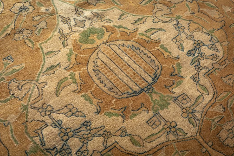 Oversized 19th Century Indian Agra Botanic Hand Knotted Wool Rug BB6797