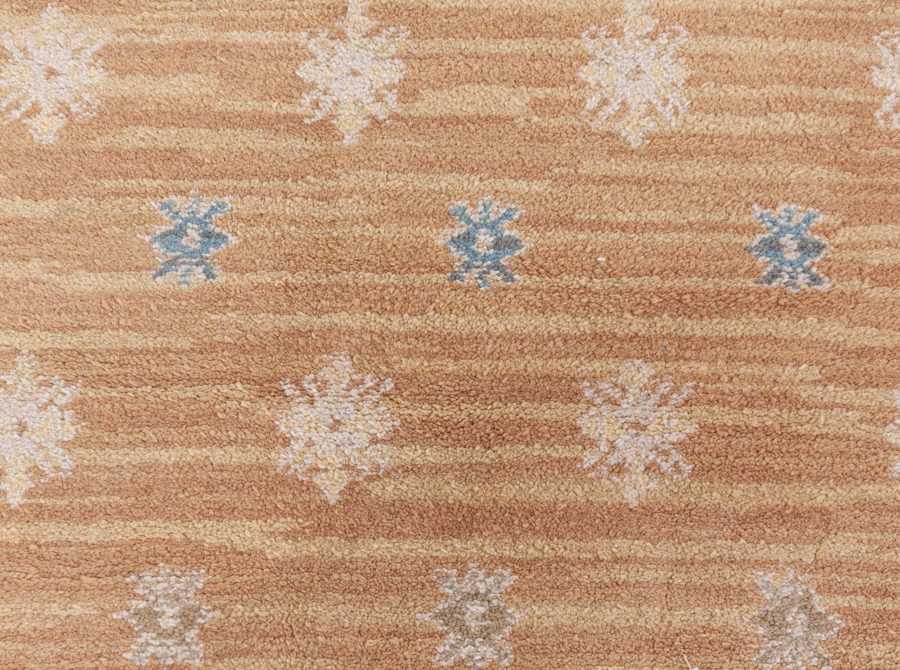 Vintage Spanish Light Brown and Blue Handwoven Wool Rug BB6802