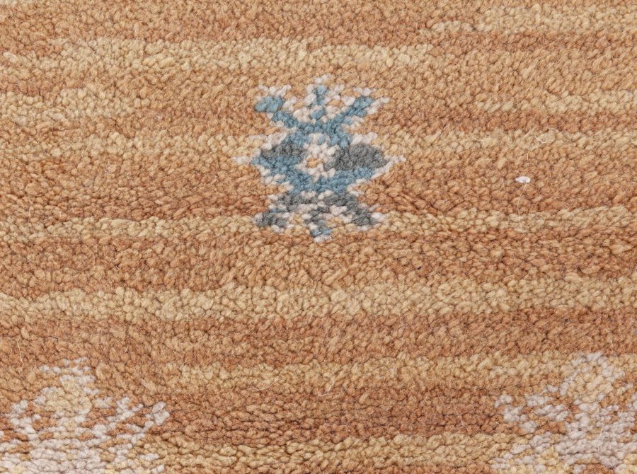 Vintage Spanish Light Brown and Blue Handwoven Wool Rug BB6802