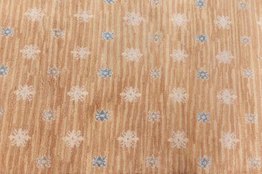 Vintage Spanish Light Brown and Blue Handwoven Wool Rug BB6802