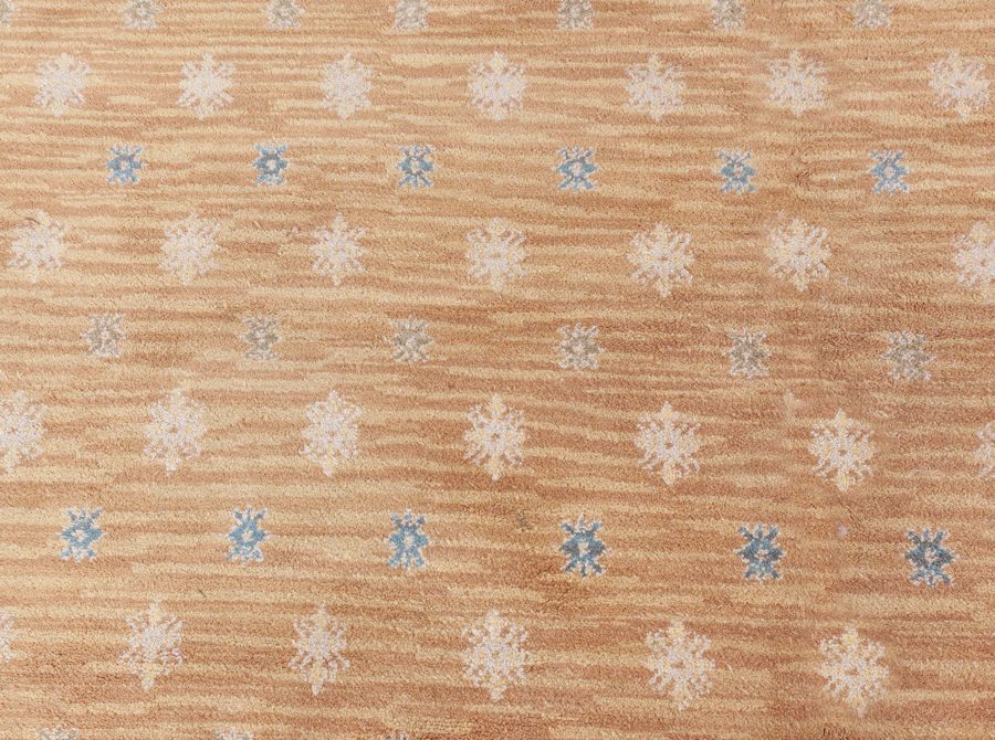 Vintage Spanish Light Brown and Blue Handwoven Wool Rug BB6802