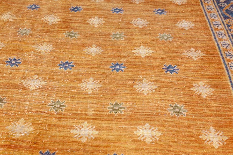 Vintage Spanish Light Brown and Blue Handwoven Wool Rug BB6802