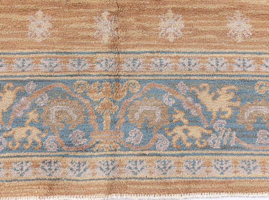 Vintage Spanish Light Brown and Blue Handwoven Wool Rug BB6802