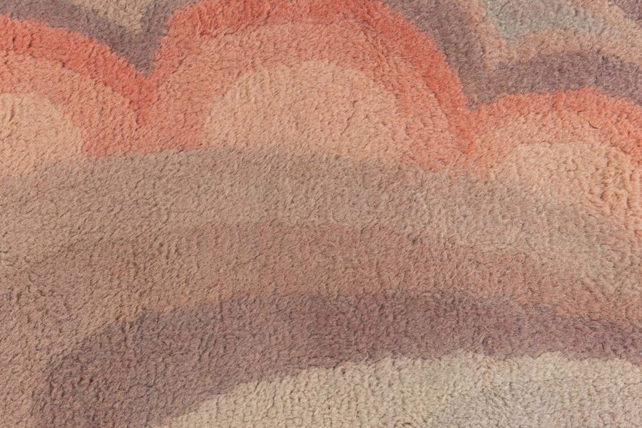 One-of-a-kind Vintage French Art Deco Handmade Wool Rug BB6806