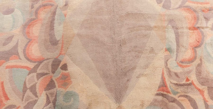 One-of-a-kind Vintage French Art Deco Handmade Wool Rug BB6806