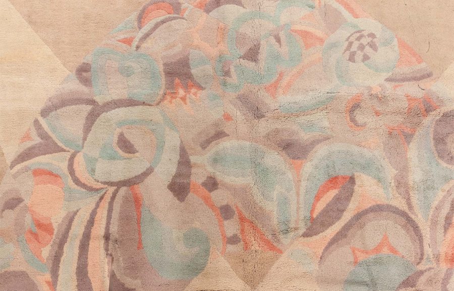 One-of-a-kind Vintage French Art Deco Handmade Wool Rug BB6806
