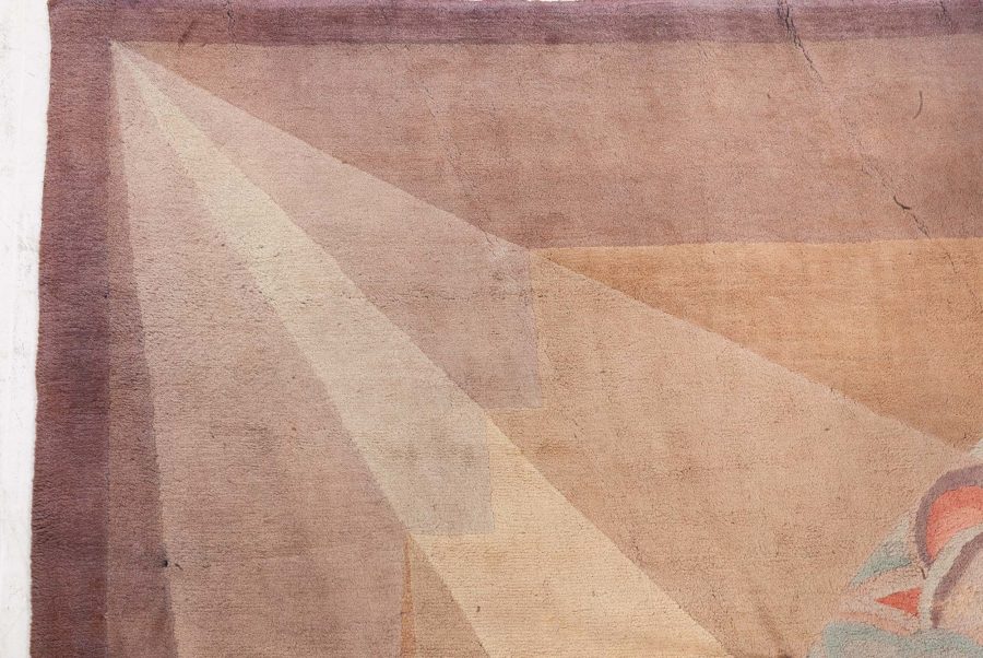One-of-a-kind Vintage French Art Deco Handmade Wool Rug BB6806