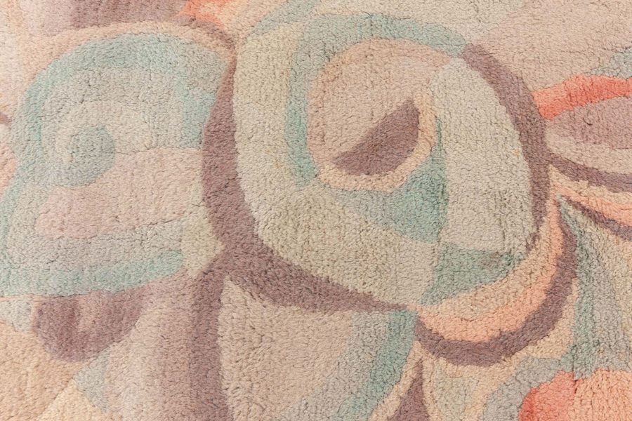 One-of-a-kind Vintage French Art Deco Handmade Wool Rug BB6806