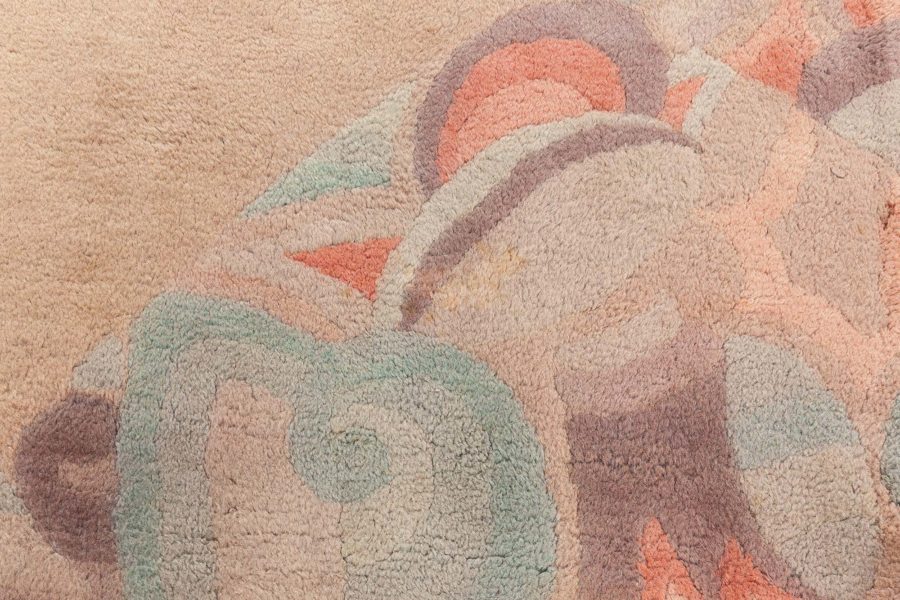 One-of-a-kind Vintage French Art Deco Handmade Wool Rug BB6806