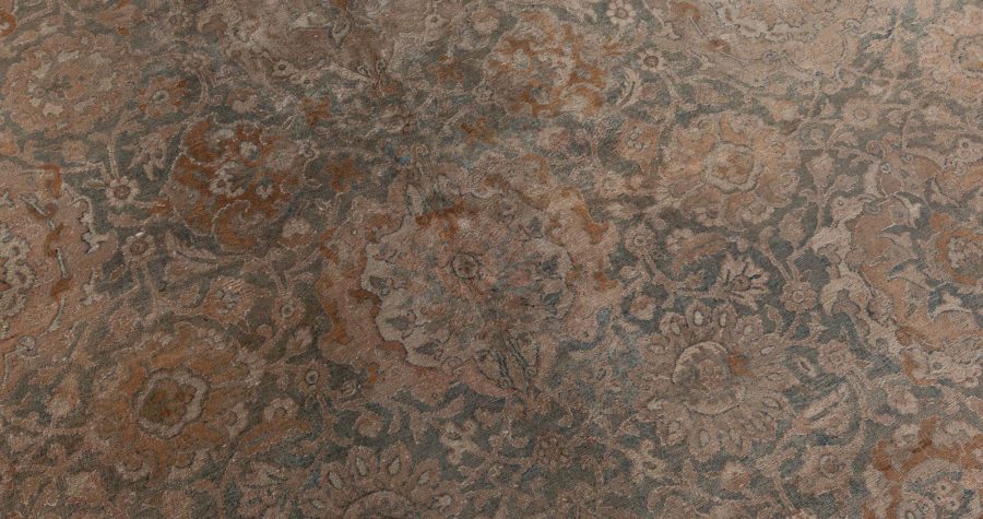 Antique Indian Botanic Handwoven Wool Rug BB7206