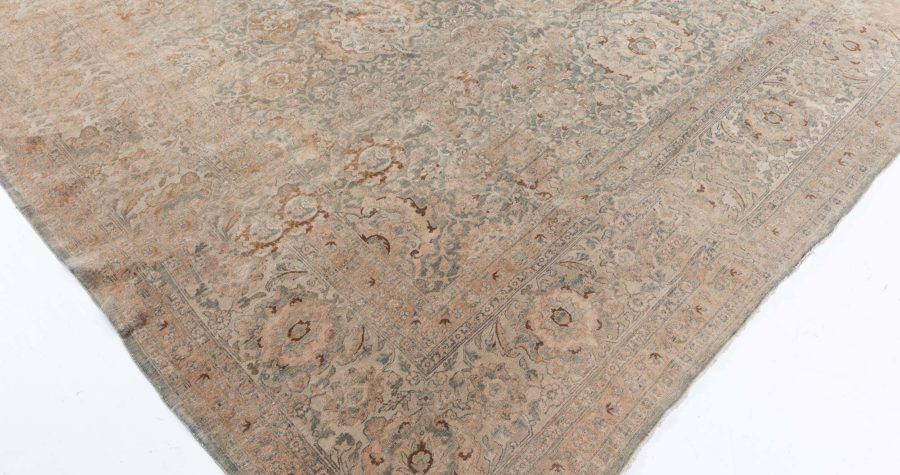 Antique Indian Botanic Handwoven Wool Rug BB7206