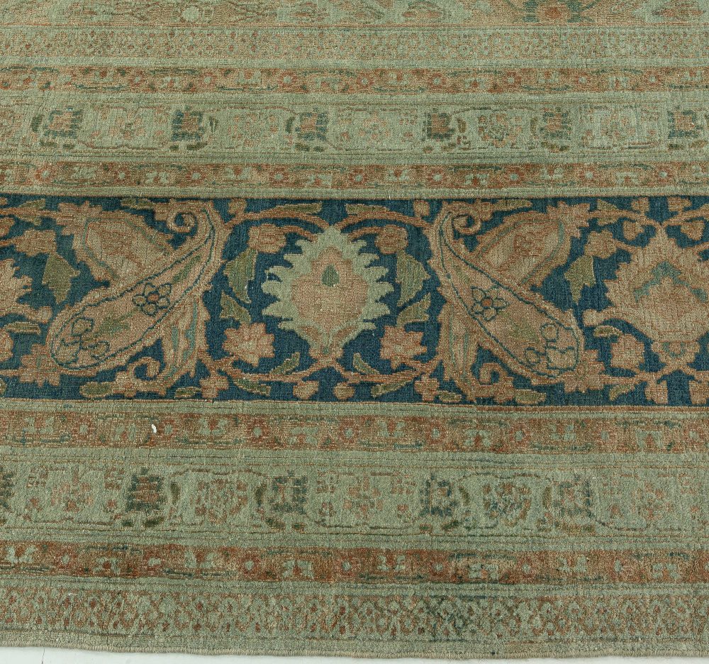 Authentic Persian Meshad Botanic Green Handmade Wool Rug BB7323