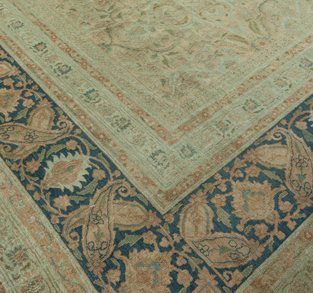 Authentic Persian Meshad Botanic Green Handmade Wool Rug BB7323