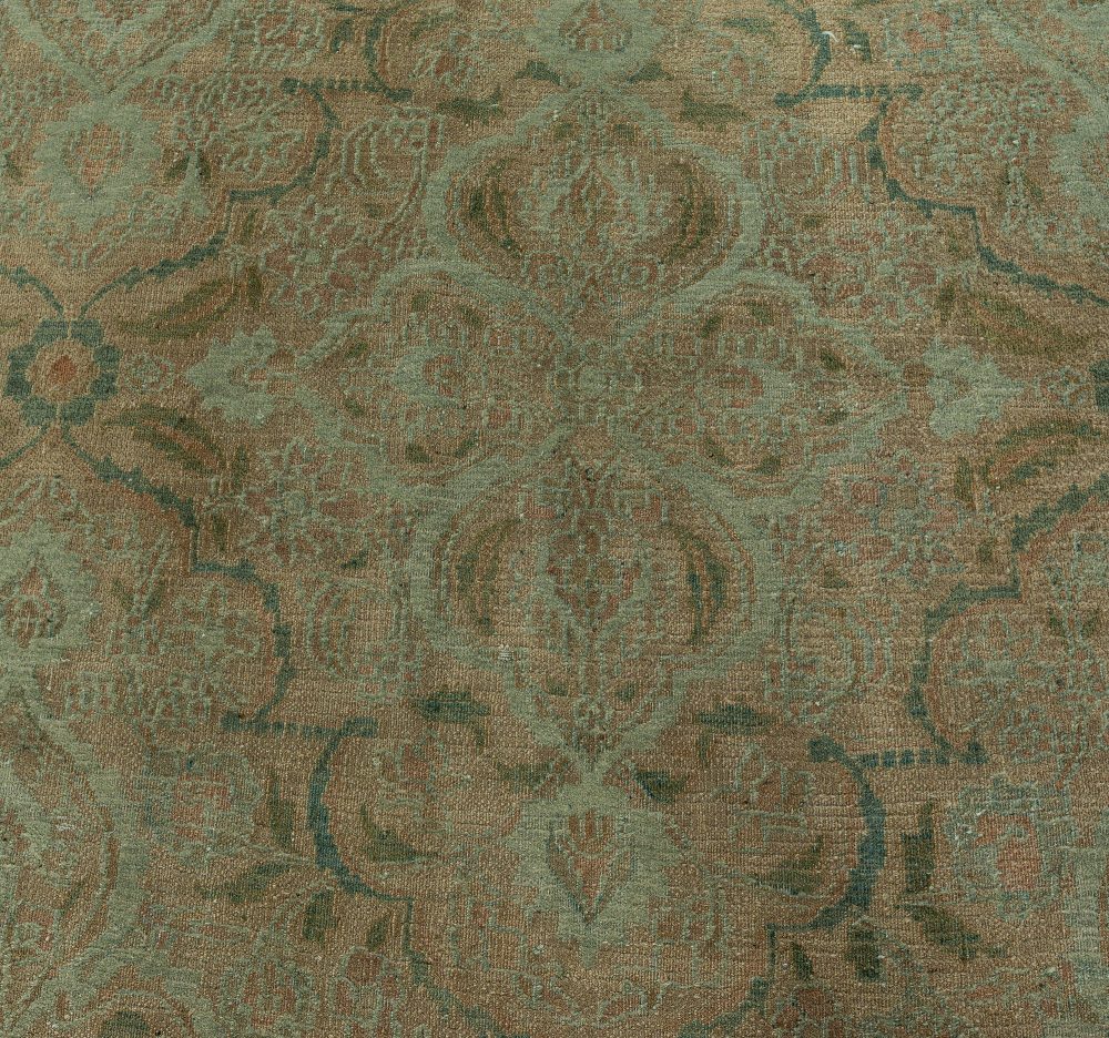 Authentic Persian Meshad Botanic Green Handmade Wool Rug BB7323