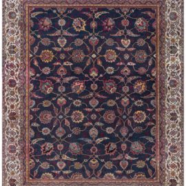Amritsar Indian Antique Allover Floral Cream Hand-Knotted Wool Rug – Circa 1880 BB8987