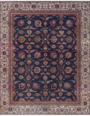 Antique Tabriz Persian Floral Allover Light Beige Hand-Knotted Wool Rug – Circa 1900 BB3325