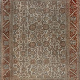 Sultanabad Persian Antique Floral Allover Light Beige Hand-Knotted Wool Rug – Circa 1880 BB7191