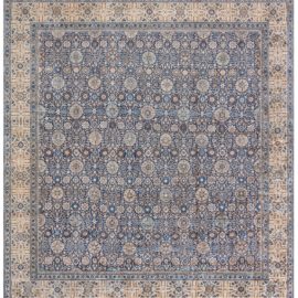 Antique Tabriz Persian Allover Floral Light Beige Hand-Knotted Wool Rug – Circa 1900 (Size Adjusted) BB6683