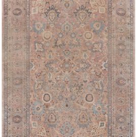 Tabriz Persian Antique Allover Floral Rug In Warm Tan, Hand-Knotted Wool – Circa 1930 BB7192