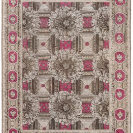Antique Bessarabian Russian Allover Floral Geometric Classic Taupe Flatweave Wool Carpet – Circa 1880 Ukrainian BB6692