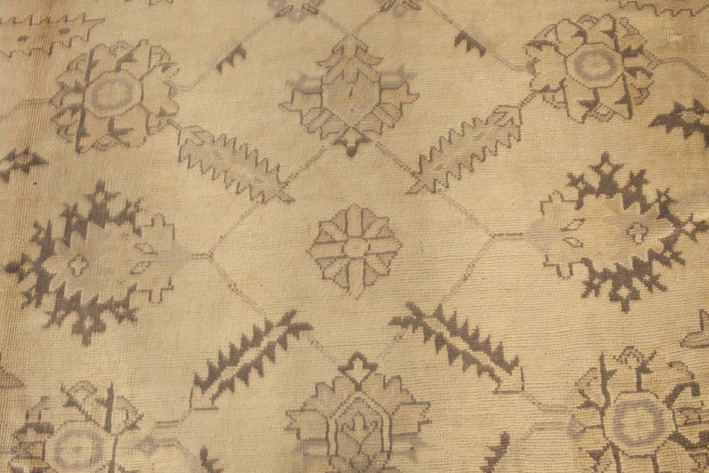 Antique Turkish Oushak Camel and Taupe Handwoven Wool Carpet BB6681