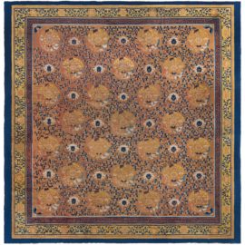 Antique Allover Warm Tan Hand-Knotted Wool Rug – Circa 1820 BB6665