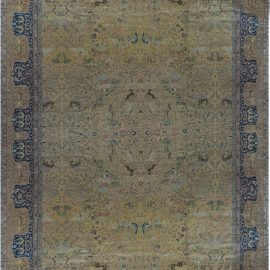 Oversized Antique Indian Yellow Blue Handmade Wool Rug BB7188