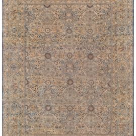 Antique Kirman Persian Allover Floral Warm Tan Hand-Knotted Wool Rug – Circa 1880 BB7185