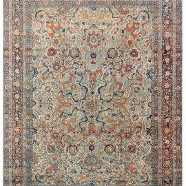 Antique Tabriz Persian Allover Cream Beige Hand-Knotted Wool Rug – Circa 1880 BB6669