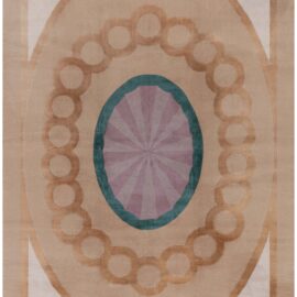 Vintage Chinese Art Deco Geometric Warm Tan Hand-Knotted Wool Rug BB8932